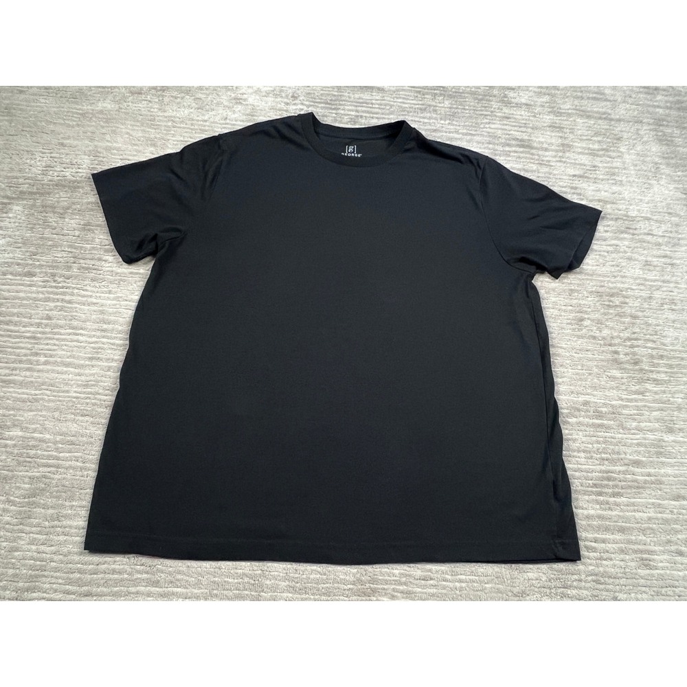 George T-Shirt Mens 2XL Black Short Sleeve Crew Neck Recycled Blend Basic Tee‎